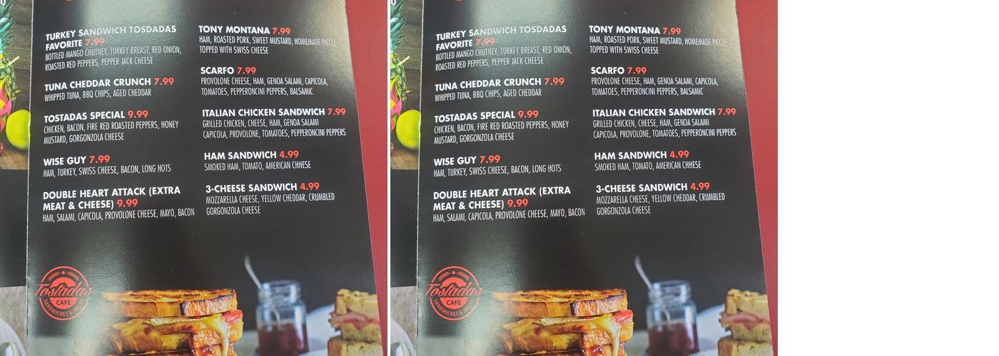 Tostadas café Menu