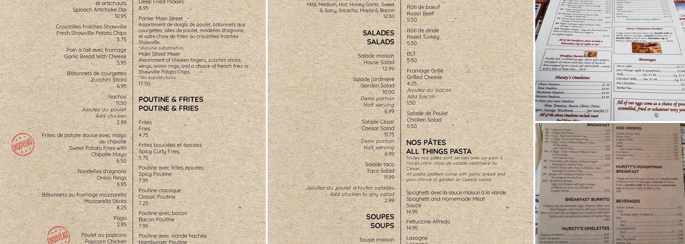Hursty's Bar & Grill Menu
