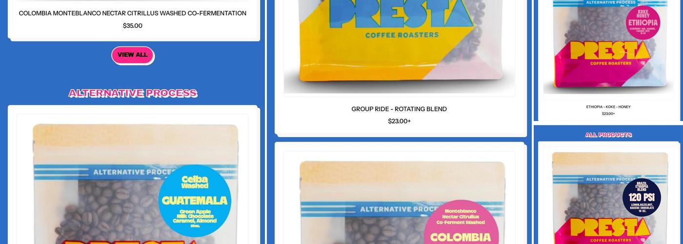 Presta Coffee Roasters Menu
