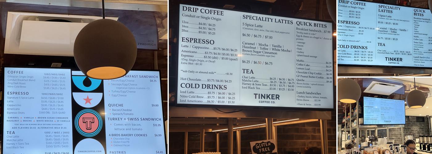 Tinker Coffee at IND Menu
