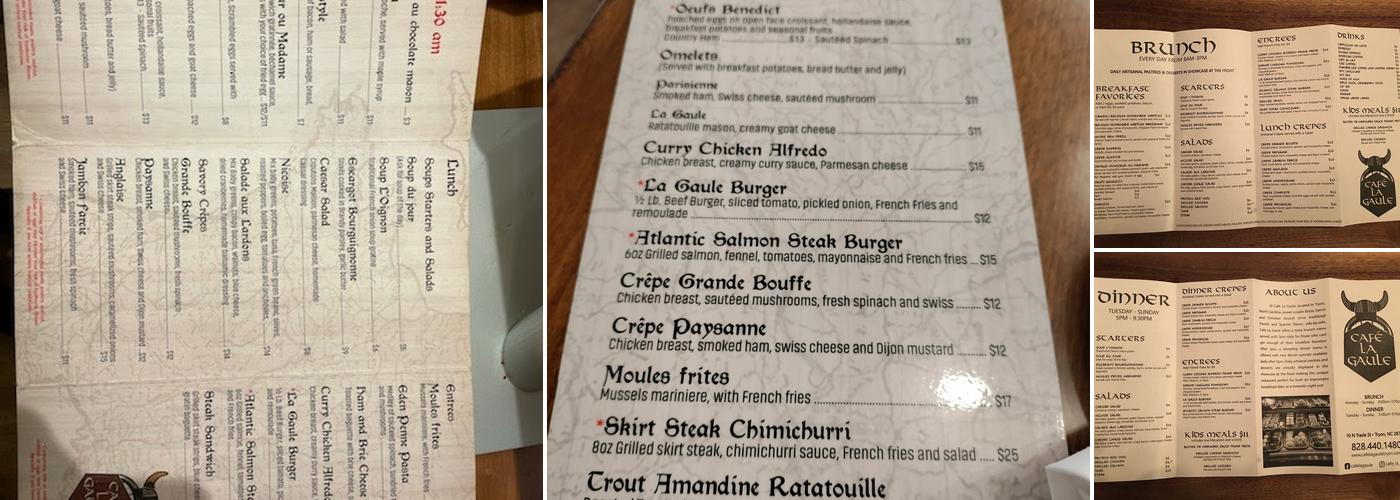 Restaurant La Gaule Menu