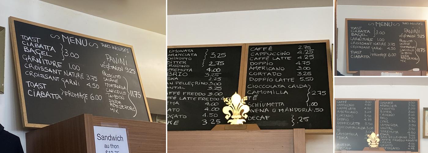 Caffè Italia Menu