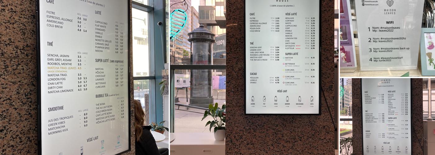 LEAVES HOUSE (McGill) Menu