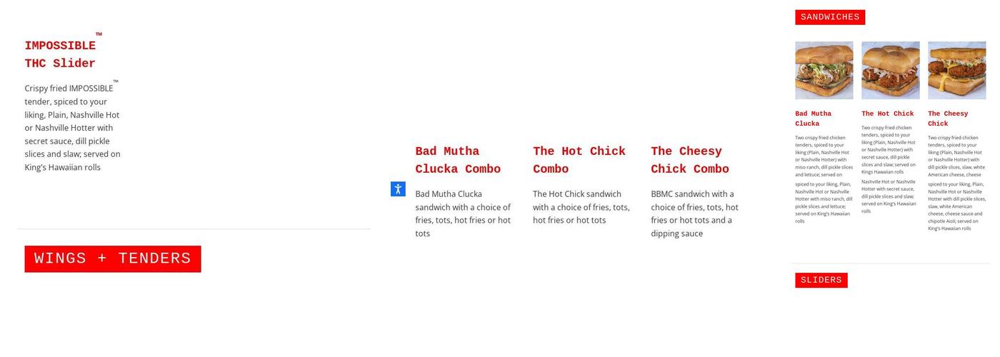 Bad Mutha Clucka Menu