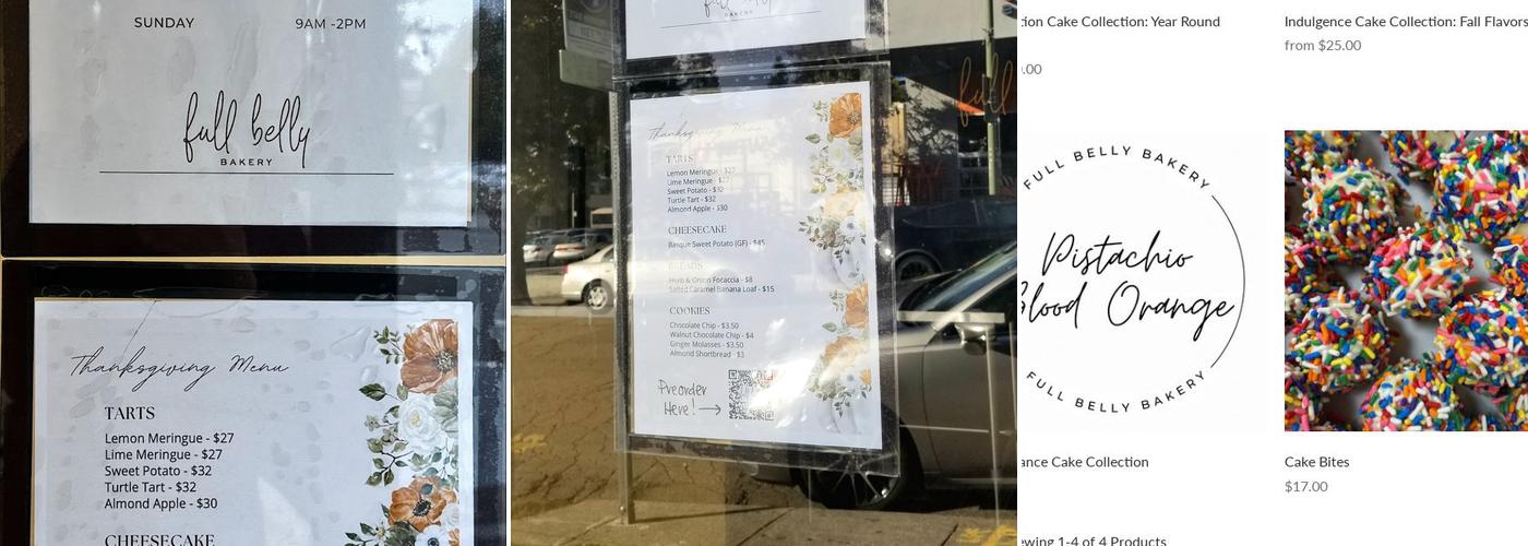 Full Belly Bakery, LLC Menu