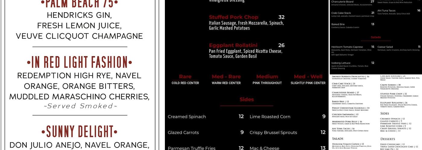 Red Light Palm Beach Menu