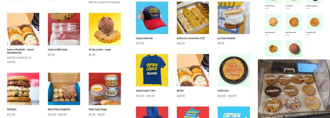 Captain Cookie & the Milk Man Menu