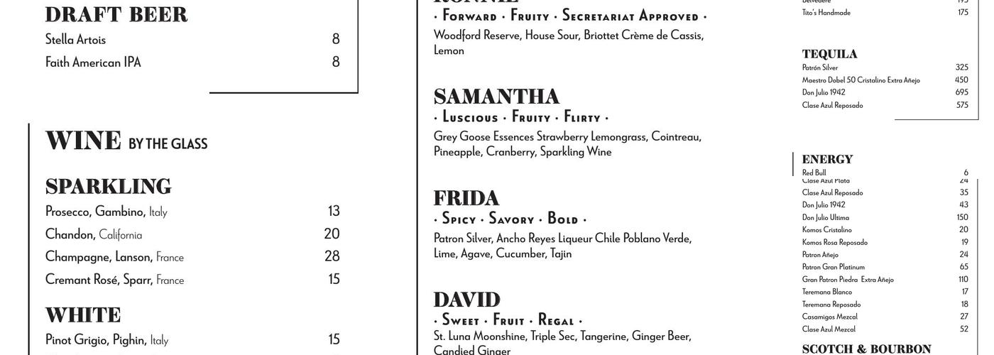 Nola's Bar & Lounge Menu