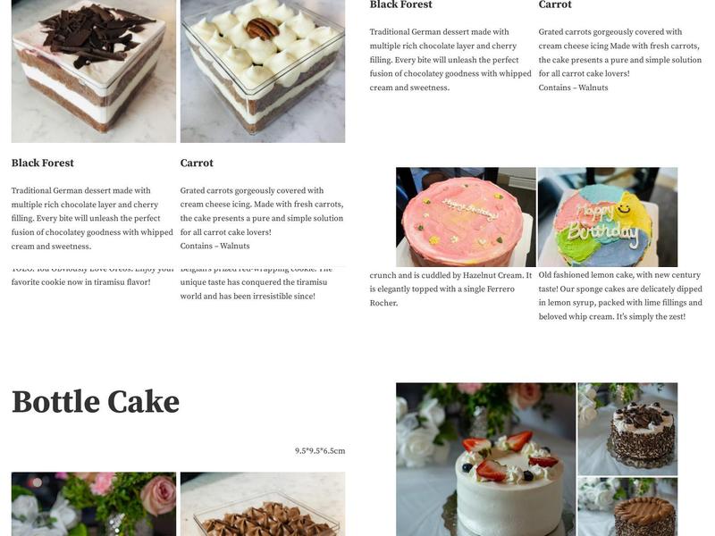 Euphoria Cake & Dessert Menu