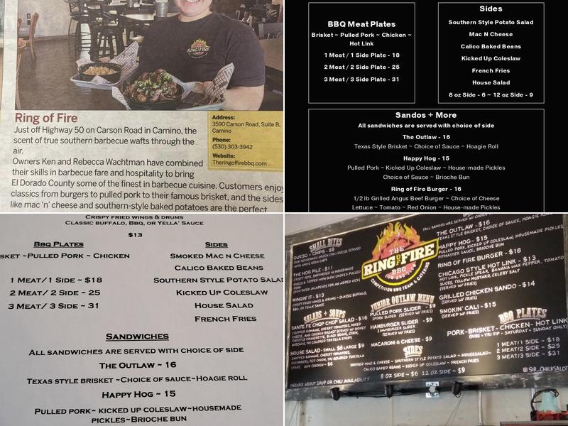 The Ring of Fire BBQ Menu