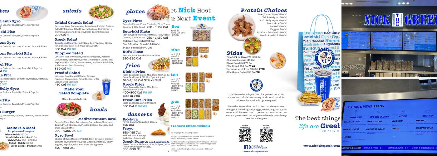 Nick the Greek Valley Fair Menu