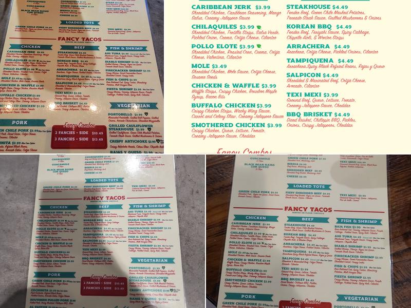 Boozy Tacos and Tap Menu