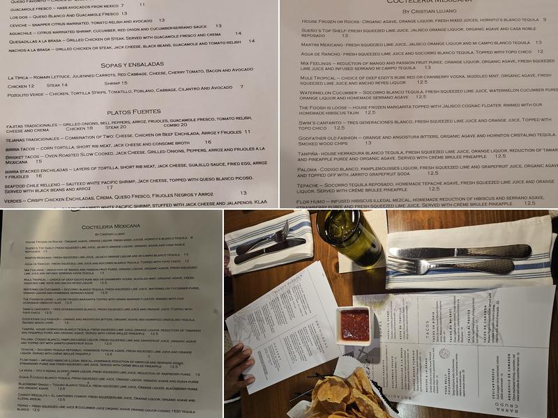 Sueño Coctelería Mexicana Menu