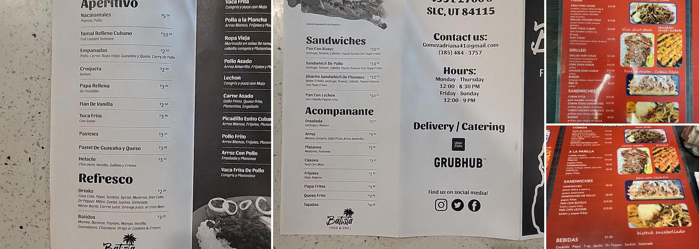 Batista Food & Grill Menu