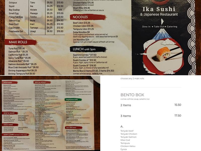 Ika Sushi Menu