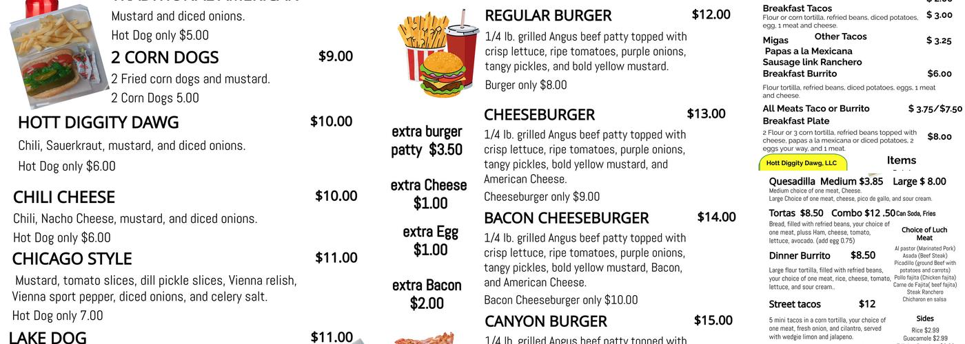 Hott Diggity Dawg Vending and Catering LLC Menu