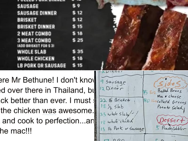 Bethune's BBQ Menu
