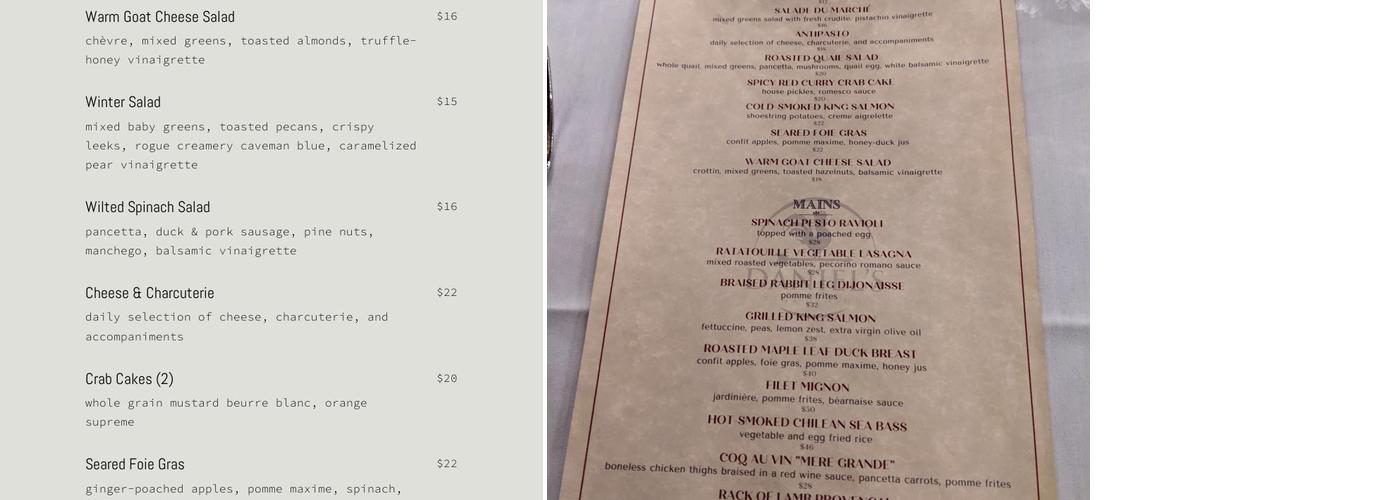 Daniel's Menu