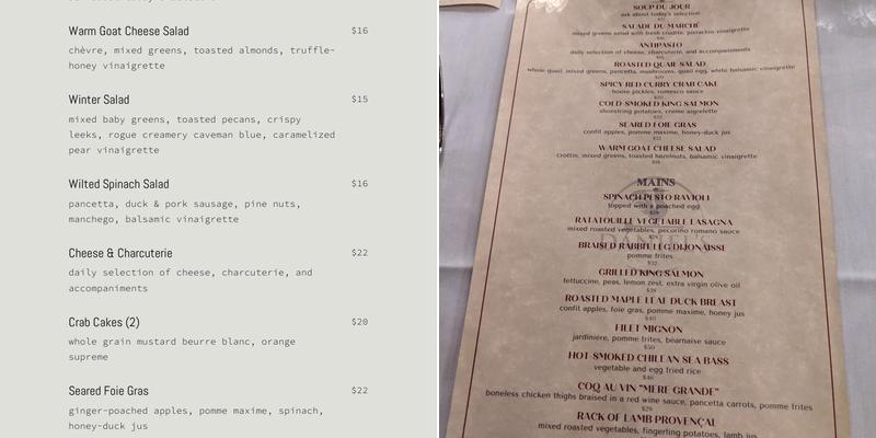 Daniel's Menu