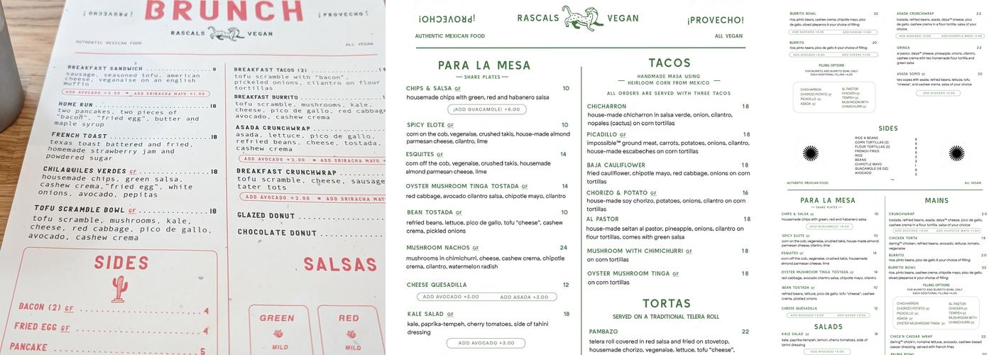 Rascal's Menu