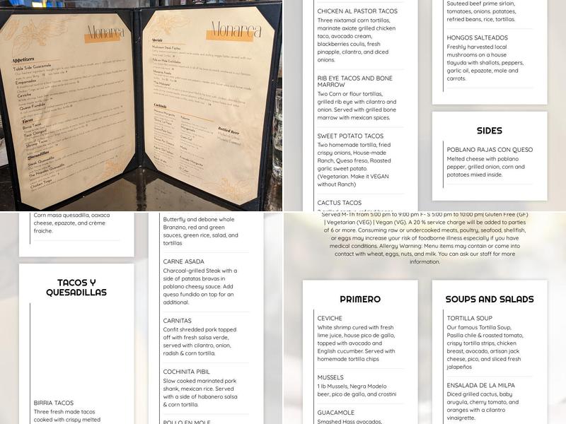 MONARCA Menu