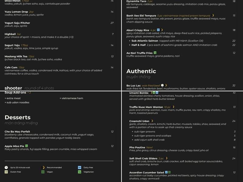 District Eleven Menu