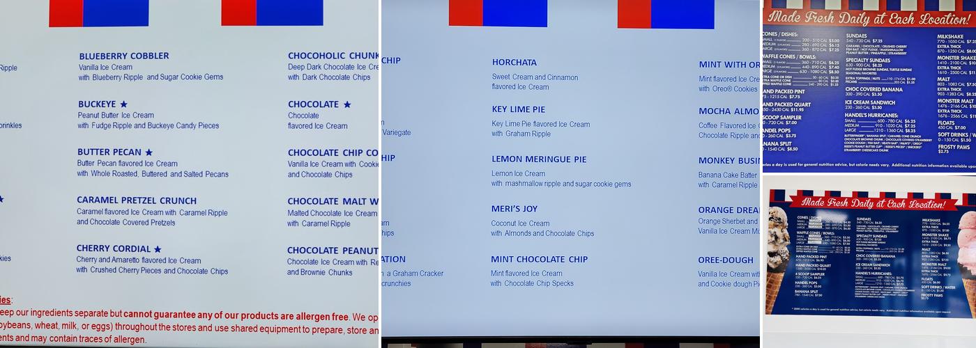 Handel's Homemade Ice Cream- North Scottsdale Menu