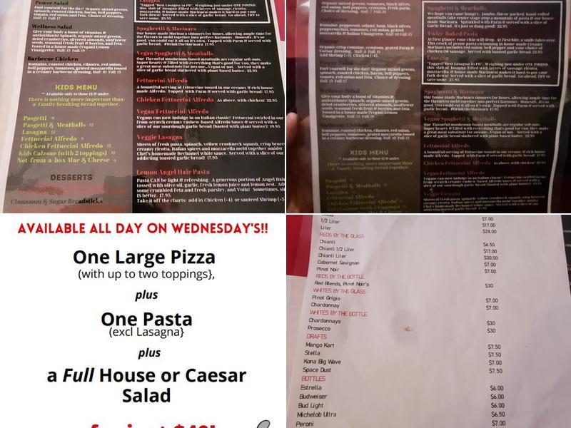 Sauced Pizzeria Menu