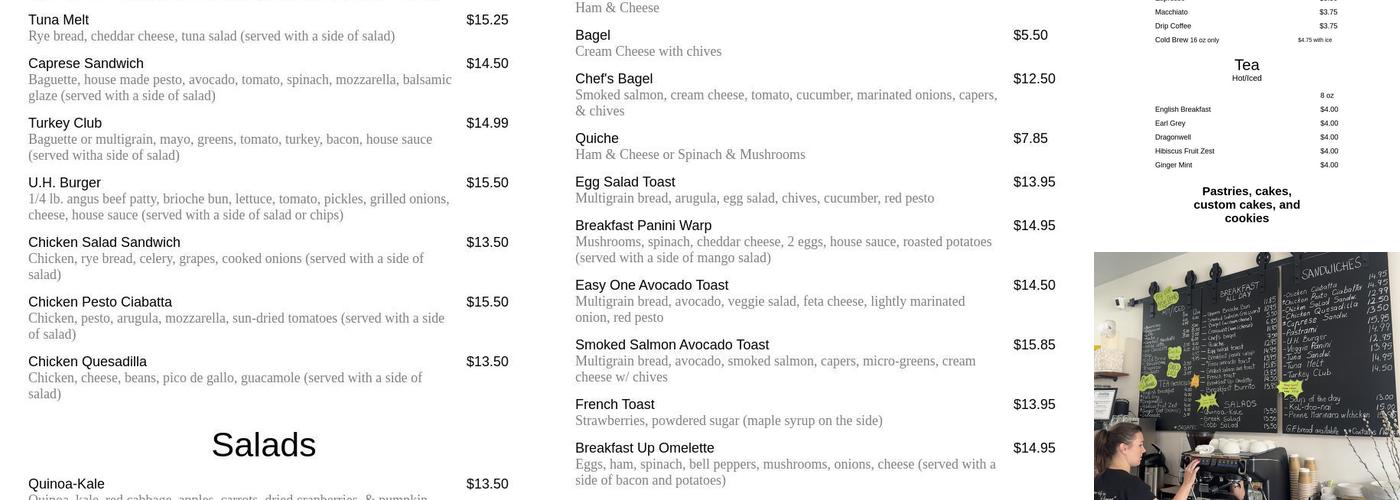 Uppers Cafe & Bakeshop Menu