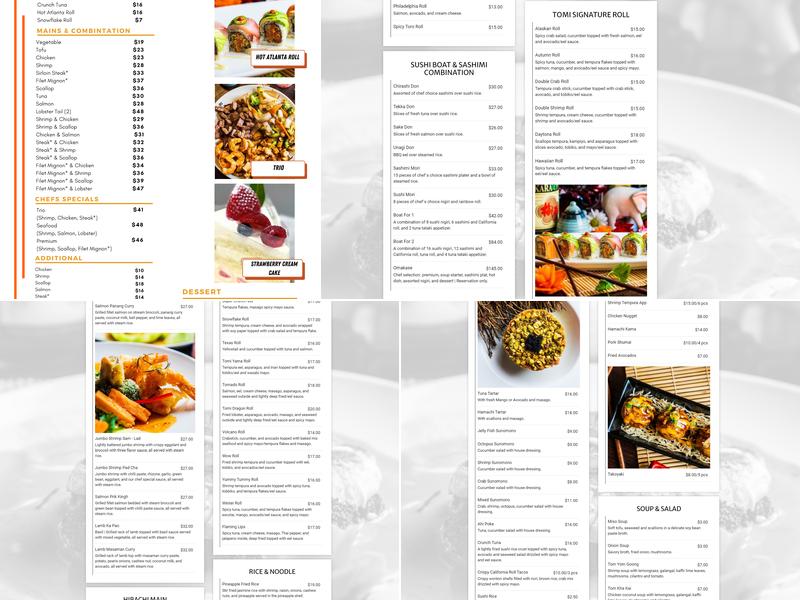 Tomiyama Sushi And Hibachi Menu