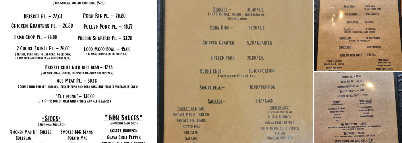 Whiskey Smoke 808 Menu