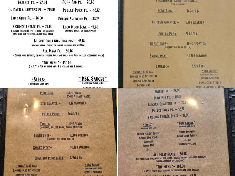 Whiskey Smoke 808 Menu