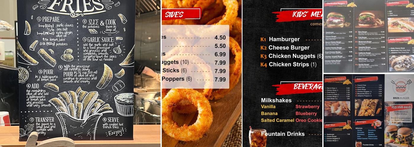 Bros Burger Menu