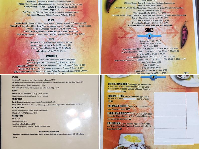Howling Coyote Cantina Mexican Food Menu