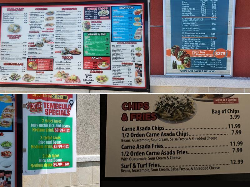 Cotija's Taco Shop Menu