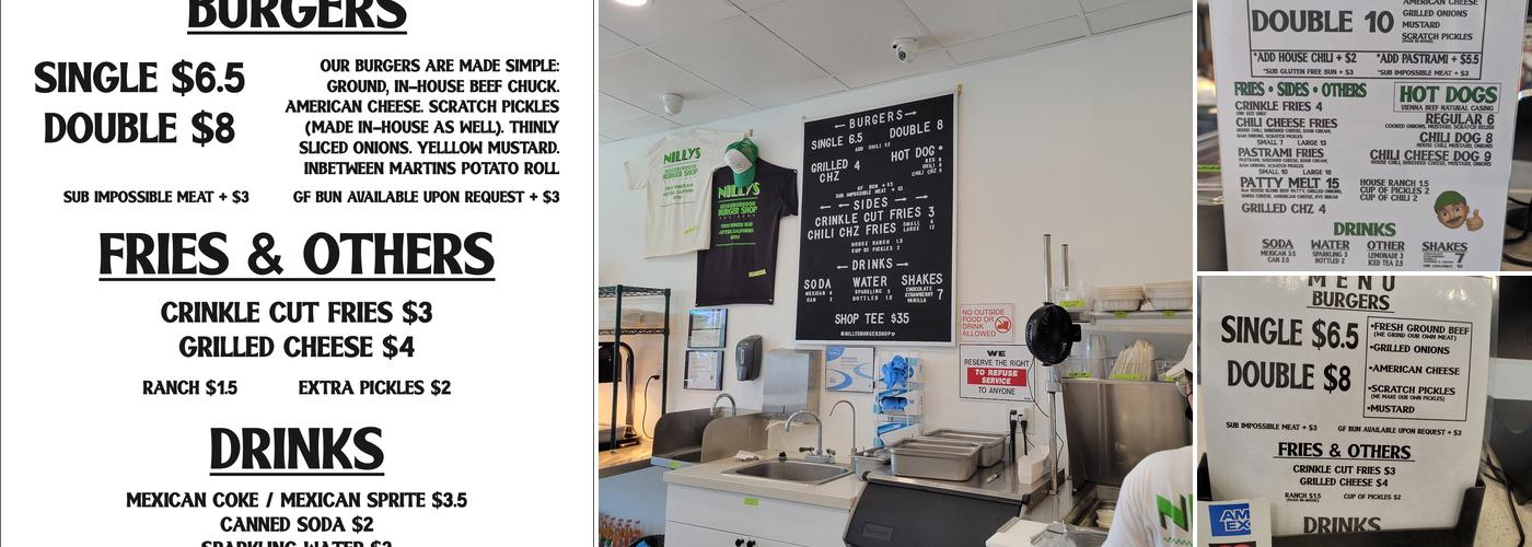 Nilly's Burgers Menu