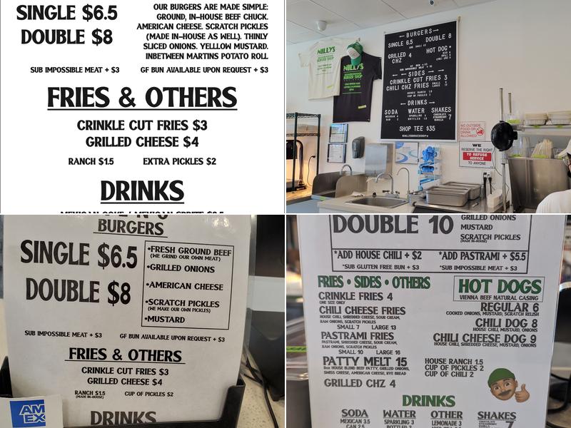 Nilly's Burgers Menu