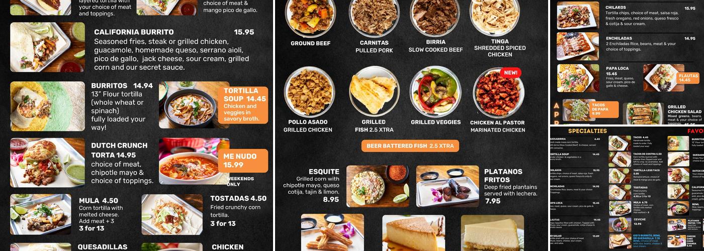 Que Onda Tacobar Menu