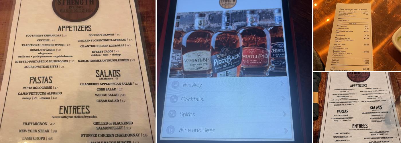 Cask Strength Bar and Kitchen Menu