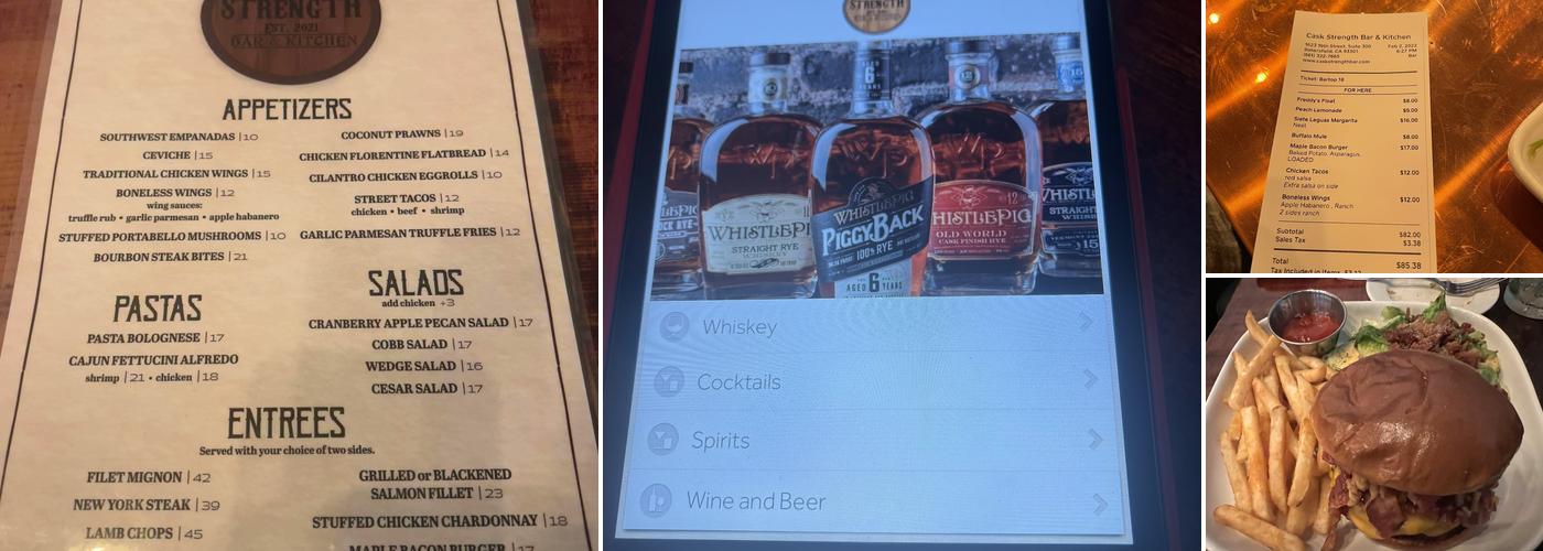 Cask Strength Bar and Kitchen Menu