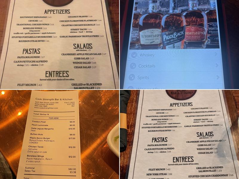 Cask Strength Bar and Kitchen Menu