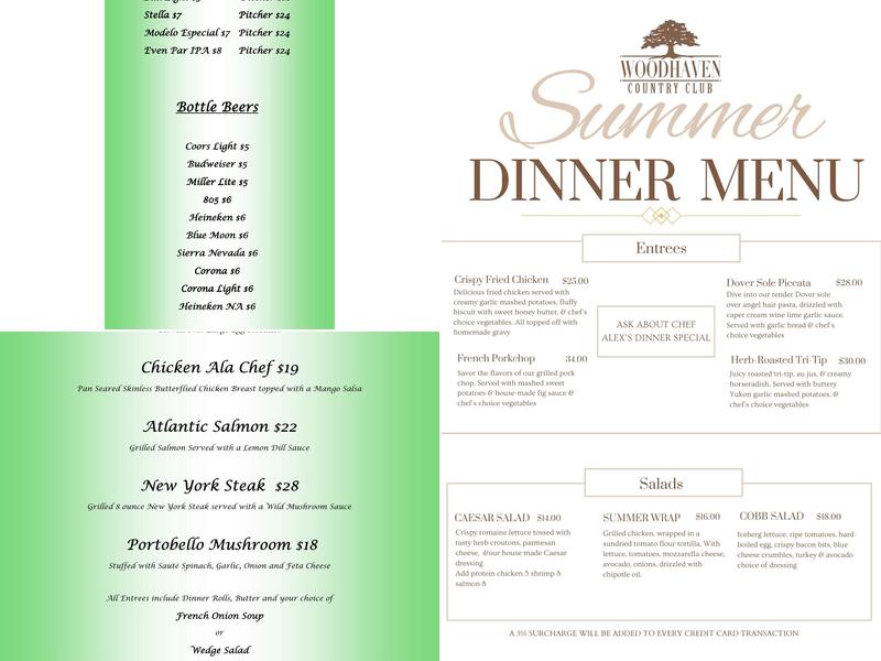 The Vista Lounge Menu