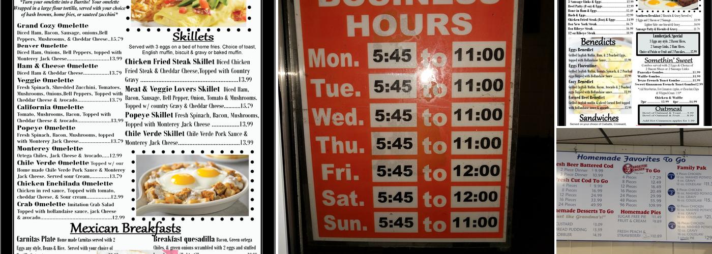 Cozy Diner Bar and Grill Menu