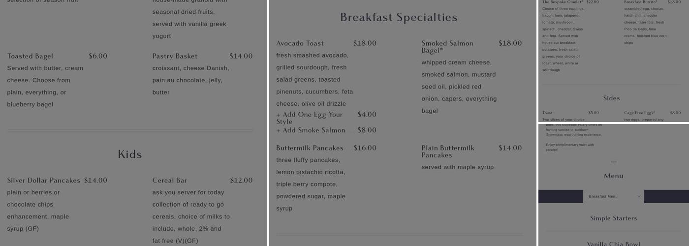 Stark's Alpine Grill Menu