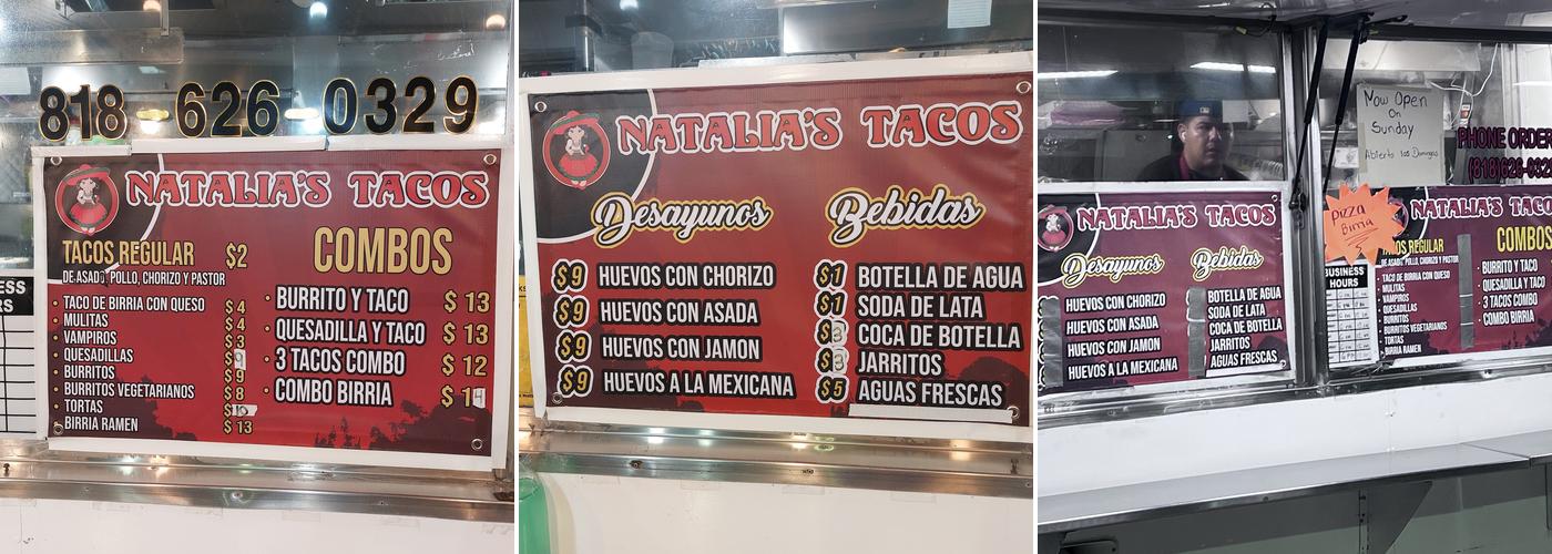 Natalias’tacos Menu