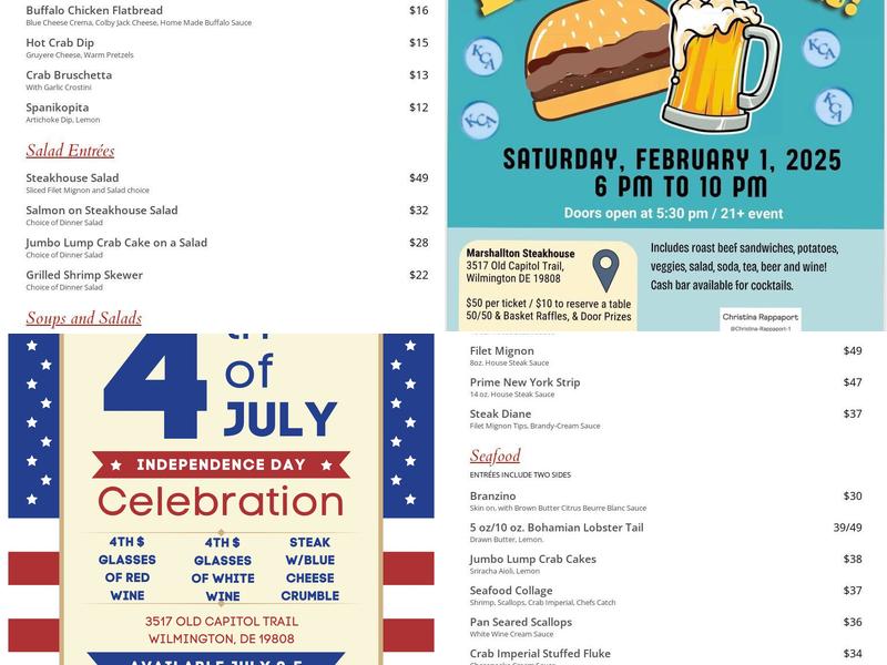 The Marshallton Steakhouse Menu