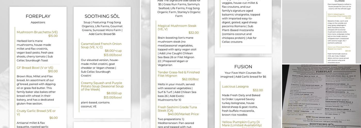 Sōl St Pete Bistro Menu