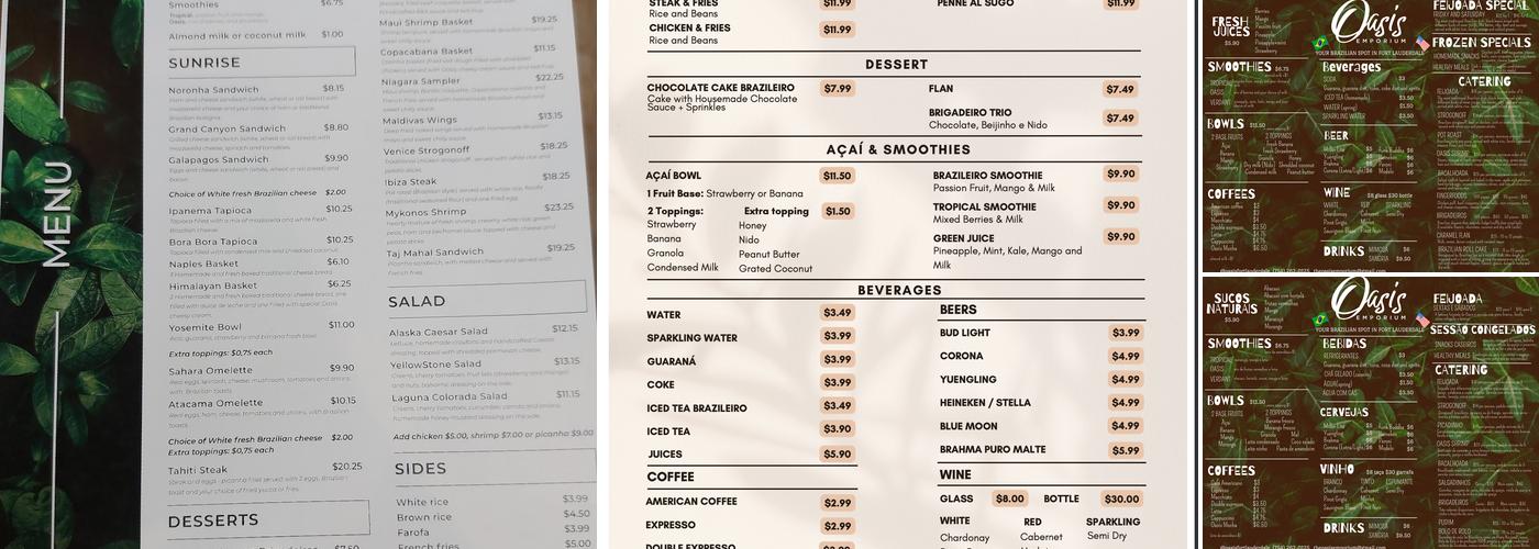 Brazileiro Restaurant & Grocery Menu