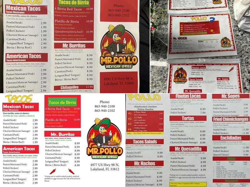 Mr. Pollo Mexican Grill Menu