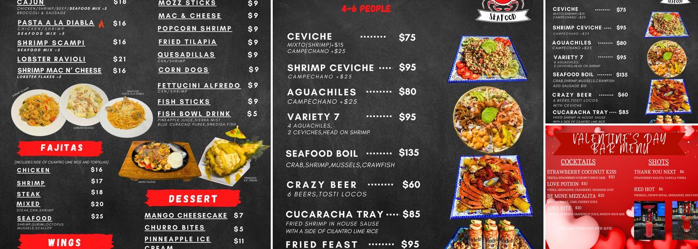 Mariscos KC Menu